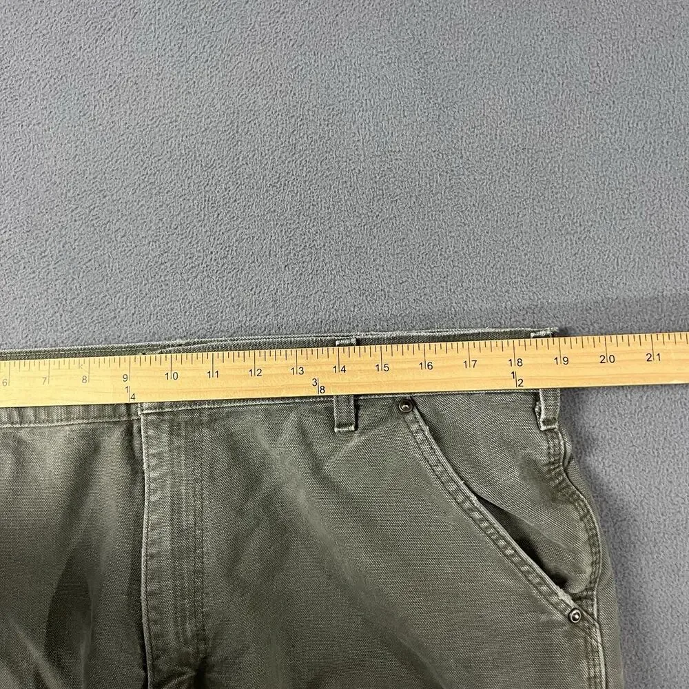 Carhartt Pants Mens Size 38x32 Green Double Knee Canvas Dungaree Workwear